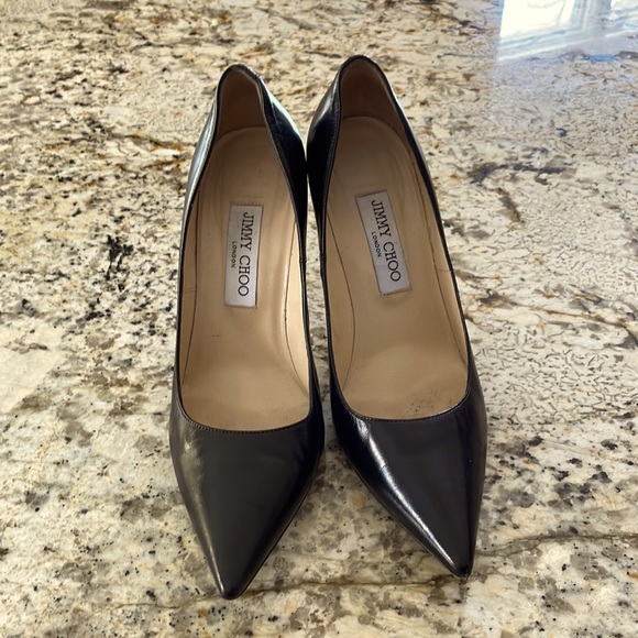 Jimmy Choo 100mm Black Leather Pumps - Picture 1 of 5
